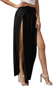 img 2 attached to Flowy Long Maxi Skirt For Women With Elastic Waist And High Split Wrap – Verdusa