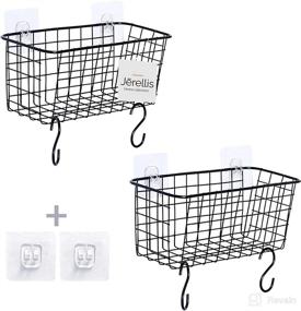 img 4 attached to Efficient Space-Saving Solutions with Hanging Baskets for Organizing - Wire Baskets, Cabinet Door Organizers, Wall Baskets, Fruit Baskets, Pantry Organizers, Storage Baskets (2PC Set with 4 S Hooks)