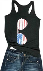 img 3 attached to Women'S Merica Graphic Tank Top - FAYALEQ American Flag Medium B-Black M