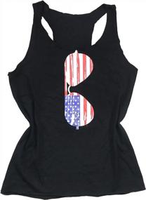 img 2 attached to Women'S Merica Graphic Tank Top - FAYALEQ American Flag Medium B-Black M