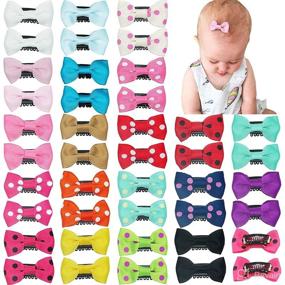 img 4 attached to 🎀 40pcs Baby Girls Hair Clips 1.75 Inch Fine Grosgrain Ribbon Hair Bows Snap Clips Barrettes Handmade Accessories for Newborns, Infants, and Toddlers