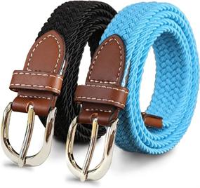 img 4 attached to 👗 Stylish Braided Women's Accessories: YUCFOREN Narrow Elastic Stretch Belts