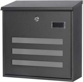 img 4 attached to Large Metal Wall-Mounted Mailbox with Key Lock, 13" x 13.6" x 4.2" - Black