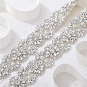 img 2 attached to SWEETV Wedding Rhinestone Crystal Bridesmaid Women's Accessories : Belts