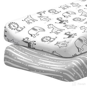 img 4 attached to 👶 Soft Cotton Baby Changing Pad Cover for Boys and Girls, 2 Pack Neutral Table Covers with Animals and Zebra Stripes Design