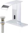 touchless waterfall bathroom faucet - greenspring chrome automatic sensor, ideal for single hole sinks, includes drain - modern hands-free design logo