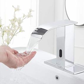img 2 attached to Touchless Waterfall Bathroom Faucet - Greenspring Chrome Automatic Sensor, Ideal For Single Hole Sinks, Includes Drain - Modern Hands-Free Design
