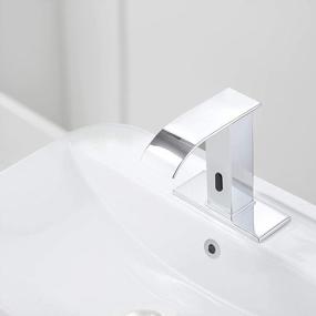 img 3 attached to Touchless Waterfall Bathroom Faucet - Greenspring Chrome Automatic Sensor, Ideal For Single Hole Sinks, Includes Drain - Modern Hands-Free Design