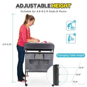 img 2 attached to 👶 Mobile Infant Diaper Station with Adjustable Height and Folding Design - Rolling Baby Changing Table on Wheels, FORSTART Portable Nursery Organizer with Lightweight Storage Rack for Newborns