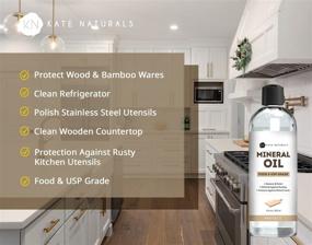img 3 attached to 🔪 12oz Mineral Oil Food Grade - Kate Naturals (2-Pack). USP & Food Grade Mineral Oil for Cutting Board. Conditioning and Protecting Kitchen Appliances, Knives, Butcher Block, Stainless Steel, Wood Surfaces