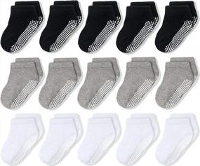 img 4 attached to Keep Your Little Movers Safe: CozyWay Non Slip Toddler Ankle Socks For Girls And Boys | 12/14/15 Pairs Available