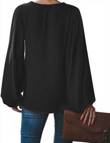img 2 attached to Cute And Flowy Balloon Sleeve V-Neck Blouse For Women - BELONGSCI Casual Top