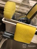 img 1 attached to 🧽 YOHOM Kitchen Sink Caddy Sponge Holder Organizer Brush Holder + Sink Drain Tray - 2-in-1 Sinkware Caddy with 4 Adjustable Dividers for Kitchen Dish Sponge Storage review by Marc Burke