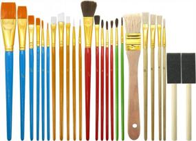 img 4 attached to AUREUO All-Purpose Paint Brush Set Value Pack 25 PCS - 18 Nylon, 5 Bristle And 2 Foam Painting Brushes For Acrylic, Oil, Watercolor, Canvas, Paper, Face, Body, Nail, Rock, Model & DIY Crafts
