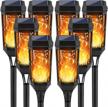 8-pack waterproof solar tiki torches with flickering flame for outdoor christmas decorations, yard pathway patio garden - decorative led mini torch lights by kyekio logo
