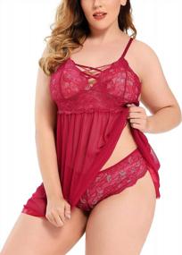 img 2 attached to Women'S Plus Size Lingerie Set, Sexy Open Back Babydoll Strappy Lace Chemise Nightwear