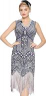 step into the roaring 20s with metme women's v-neck beaded fringed flapper dress - perfect for prom! logo