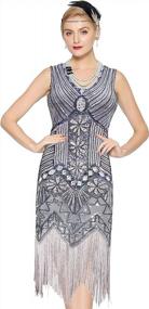 img 4 attached to Step Into The Roaring 20S With Metme Women'S V-Neck Beaded Fringed Flapper Dress - Perfect For Prom!