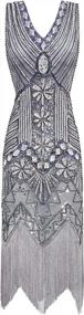 img 3 attached to Step Into The Roaring 20S With Metme Women'S V-Neck Beaded Fringed Flapper Dress - Perfect For Prom!