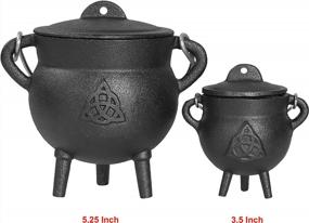 img 1 attached to Cast Iron Cauldron With Lid And Handle - 3.5 Inch Triquetra Incense Smudge Kit Sage Holder Altar Ritual Burning Holder