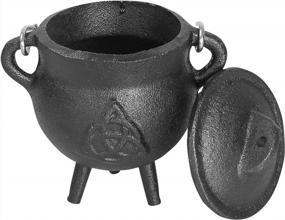 img 2 attached to Cast Iron Cauldron With Lid And Handle - 3.5 Inch Triquetra Incense Smudge Kit Sage Holder Altar Ritual Burning Holder