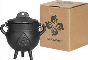 img 3 attached to Cast Iron Cauldron With Lid And Handle - 3.5 Inch Triquetra Incense Smudge Kit Sage Holder Altar Ritual Burning Holder