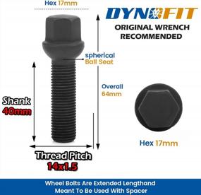 img 3 attached to Dynofit 14X1.5 Extended Lug Bolts For Wheel Spacers, 20Pcs 40Mm Shank/64Mm Tall Ball Seat Aftermarket Lug Studs For A1 A2 A3 A4 A5 A6 A7 A8 S1 S2 S3 S4 S5 S6 S7 S8, Fit CC Golf Jetta Lavid Se Cayenne