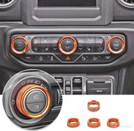 🔧 enhance your jeep's interior with jecar air conditioner and headlight knob covers – compatible with 2018-2022 wrangler jl jlu & 2020-2022 gladiator, orange aluminum alloy trim logo