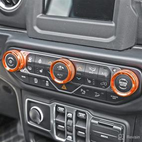 img 1 attached to 🔧 Enhance Your Jeep's Interior with JeCar Air Conditioner and Headlight Knob Covers – Compatible with 2018-2022 Wrangler JL JLU & 2020-2022 Gladiator, Orange Aluminum Alloy Trim