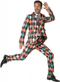 img 1 attached to Men'S Horror Jester Clown Suit - Includes Jacket, Pants, And Tie - By EraSpooky