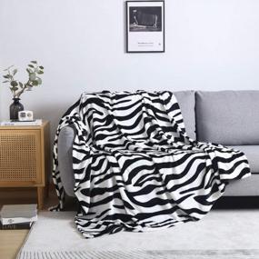 img 2 attached to NANPIPER Bed Blankets Super Soft Fuzzy Flannel Blanket Lightweight Fleece Microfiber Zebra Print Throw Size 65"X80