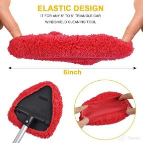 img 1 attached to 🚗 eFuncar Car Windshield Cleaning Tool Bonnets - 6 Pack, 5” Replacement Pads for Windshield Cleaner Wand, Thickened Red Coral Fleece Car Window Glass Cleaner Cloths
