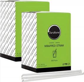 img 3 attached to 🥤 DuraHome environmentally-friendly plastic straws, 1000-pack with individual wrappings. 8 inch BPA-free disposable drinking straws of 0.24" width, ideal for coffee houses, diners, and homes. Comes with decorative display boxes, available in bulk quantity.