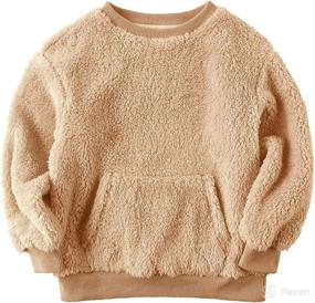 img 2 attached to 🧥 Cozy Sherpa Fuzzy Pullover Sweatshirts for Baby Kids: Crew Neck, Front Pocket, Warm Tops for Fall Winter