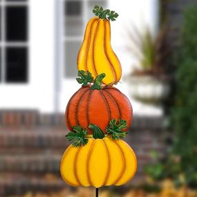 img 3 attached to Rustic Stacked 3 Pumpkin Yard Stake - Style A - Perfect For Fall Decorating