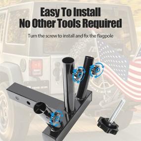 img 2 attached to 🚩 OUFKAR Hitch 3 Flag Pole Holder: Ultimate Heavy-Duty Bracket for Jeeps, SUVs, RVs, Pickups, Cars, and Trucks with 2" Hitch Receivers