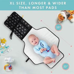 img 1 attached to 👶 Light Travelr Large Portable Changing Pad - Stylish, Cross-Body Diaper Changing Mat With Integrated Head Pillow For Extra Comfort - Foldable Waterproof Travel Mat is an Ideal Baby Shower Gift Option