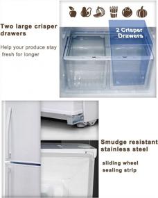 img 2 attached to 21 Cu.Ft SMETA Top Freezer Refrigerator - LED Light, Garage Ready, Total Frost Free Double Door Fridge In White