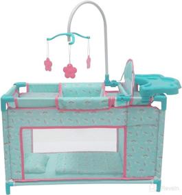 img 2 attached to 🎀 KOOKAMUNGA KIDS Doll Care Set - Doll Bed, Feeding Chair, Changing Station, Play Yard, Mobile, Closet - Fits 20 Inch Dolls (Blue Rainbow)