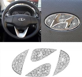 img 4 attached to Bling Steering Wheel Emblem For Hyundai 2013-2019 - Jaronx Compatible Accessories For Elantra, Sonata, Etc.