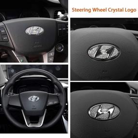 img 1 attached to Bling Steering Wheel Emblem For Hyundai 2013-2019 - Jaronx Compatible Accessories For Elantra, Sonata, Etc.