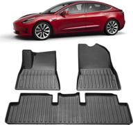 🔥 sumk model 3 floor mats 2022 - custom fit all-weather floor liners for tesla model 3 2020-2022 - black (3-piece set) логотип