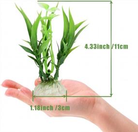 img 3 attached to Set Of 12 Artificial Green Plastic Plants For Aquarium Decor - Fish Tank Ornament 4.33" Tall By Quickun