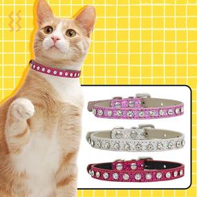 img 1 attached to Premium Soft Velvet Cat Collar: 🐱 Adjustable, Safe, and Dazzling with Bling Diamante