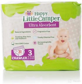 img 3 attached to 👶 Happy Little Camper Natural Diapers Size 3 (16-28 lbs) with Aloe, Hypoallergenic & Fragrance-Free – Ultra-Absorbent Cotton Diapers for Sensitive Skin (217) + Bonus Cotton Wipes (288)