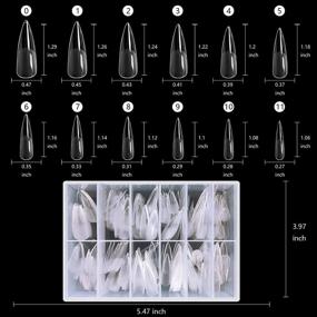 img 1 attached to 240Pcs Clear Nail Tips: Full Cover Acrylic Short Gel X Manicure 12 Sizes (Long Stiletto) - AddFavor