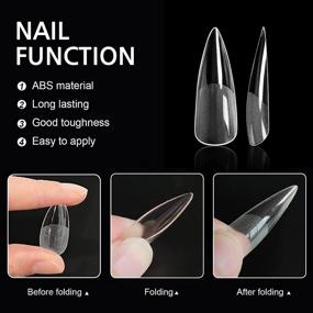 img 2 attached to 240Pcs Clear Nail Tips: Full Cover Acrylic Short Gel X Manicure 12 Sizes (Long Stiletto) - AddFavor