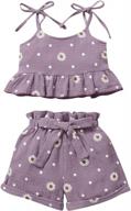 cool and comfy cotton linen summer outfits for toddlers - sleeveless top with basic plain shorts set (x-2 purple, 5t) logo