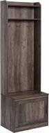 rustic entryway hall tree with shoe storage bench and coat rack - multi-purpose accent furniture with storage shelves for hallway, mudroom - brown finish by homcom logo