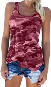 img 2 attached to Cute Camo Racerback Tank Tops For Women - Flowy Athletic Shirts For Running, Workouts, And The Gym - Muscle Shirts With Camouflage Design